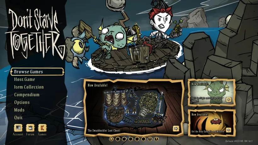 Das Don’t Starve Together Hauptmenü