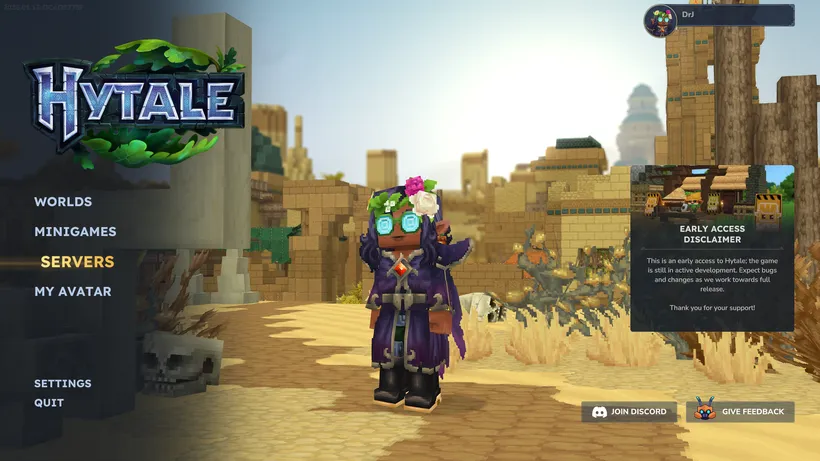 Hytale main menu