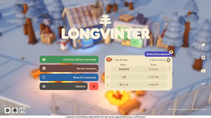 Longvinter main menu