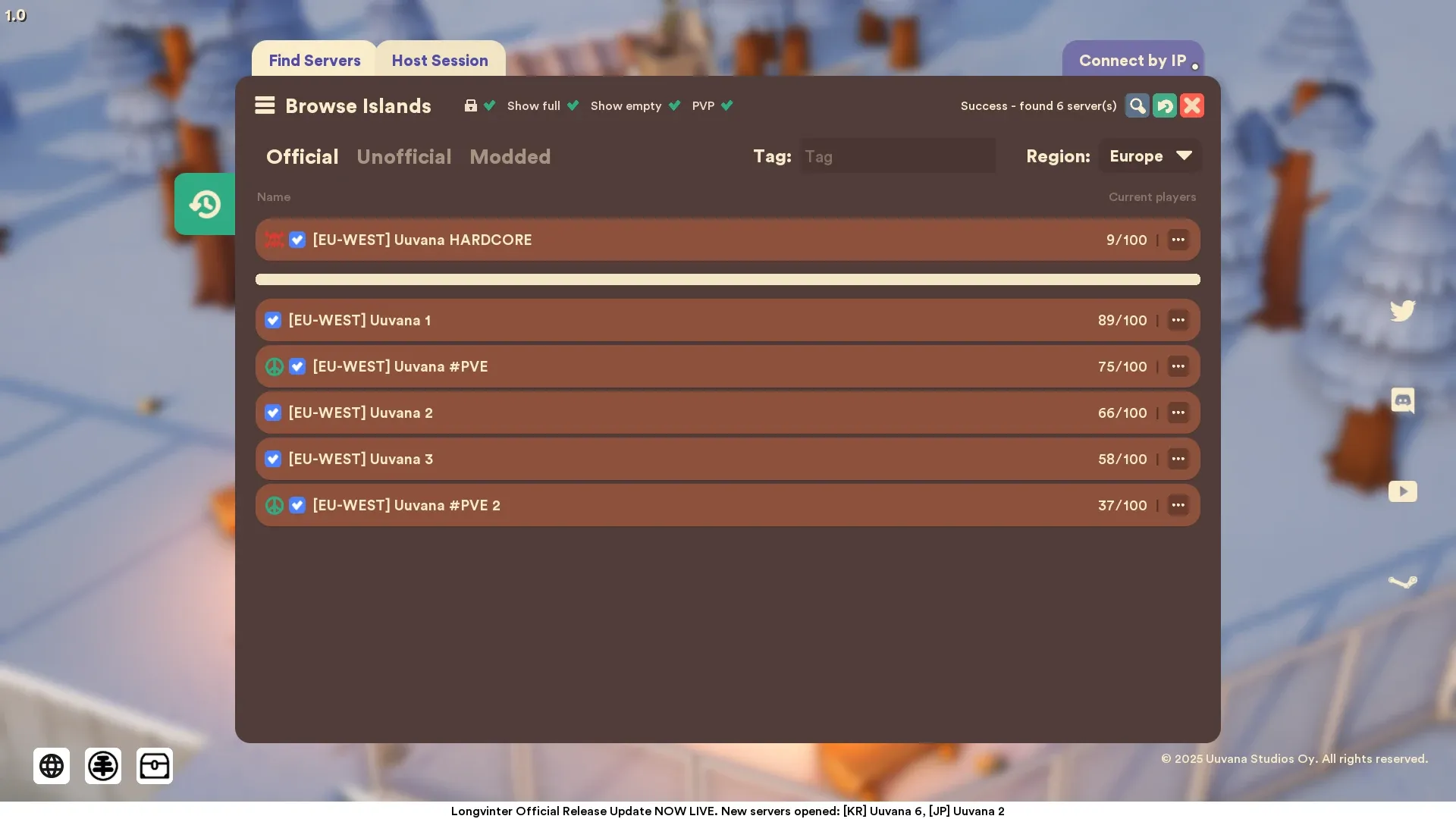 Longvinter server browser