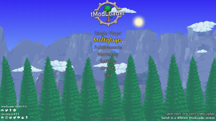 The tModLoader main menu
