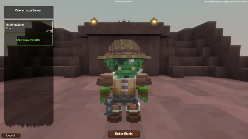 Veloren server character selection