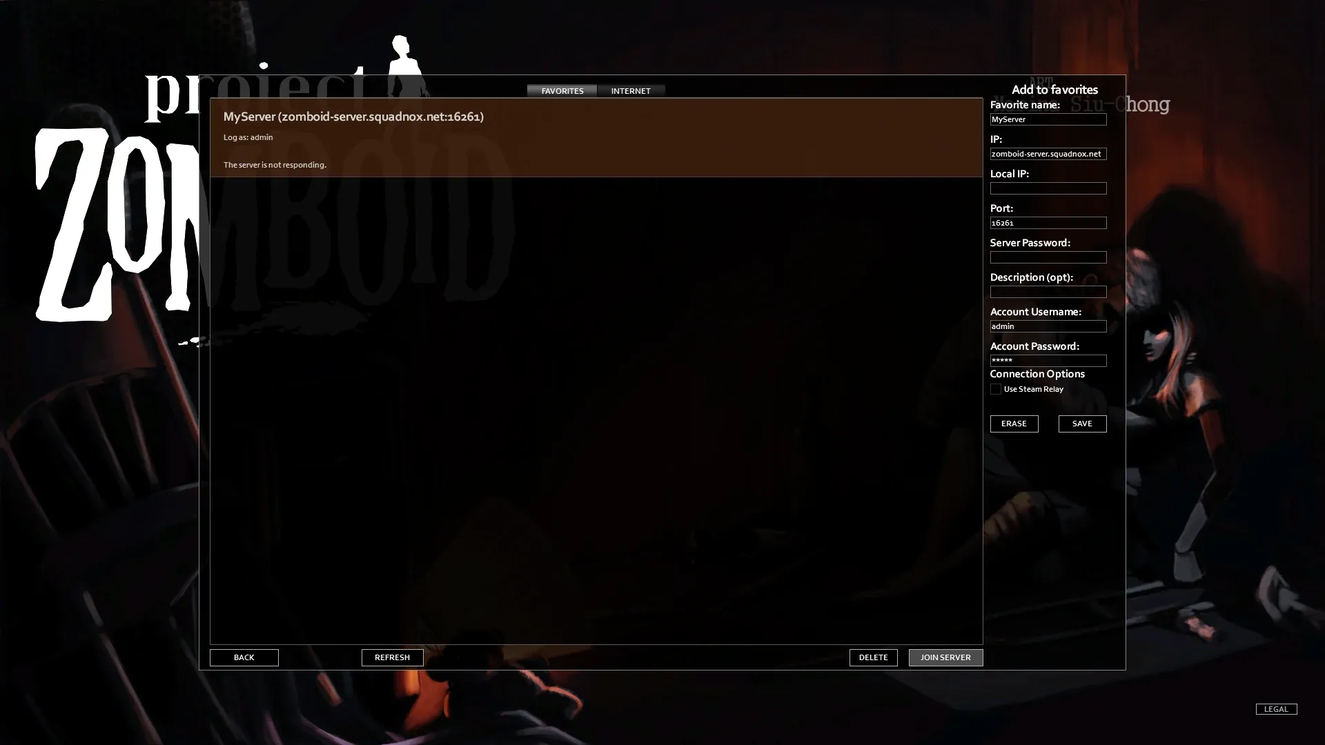Project Zomboid Favoriten-Liste