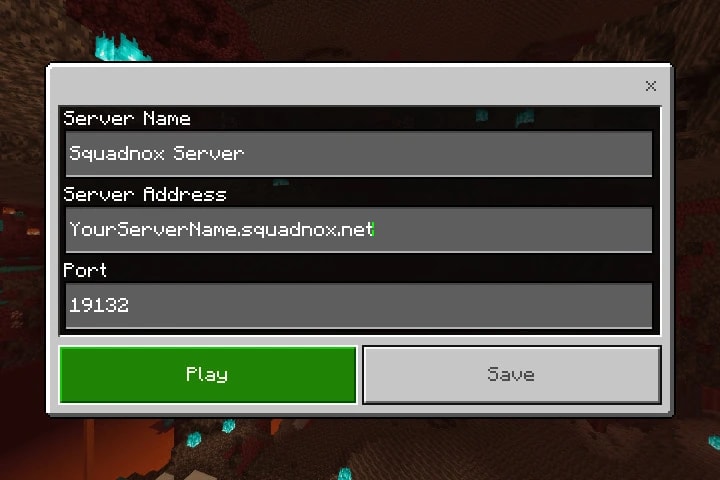 The Bedrock add server dialog