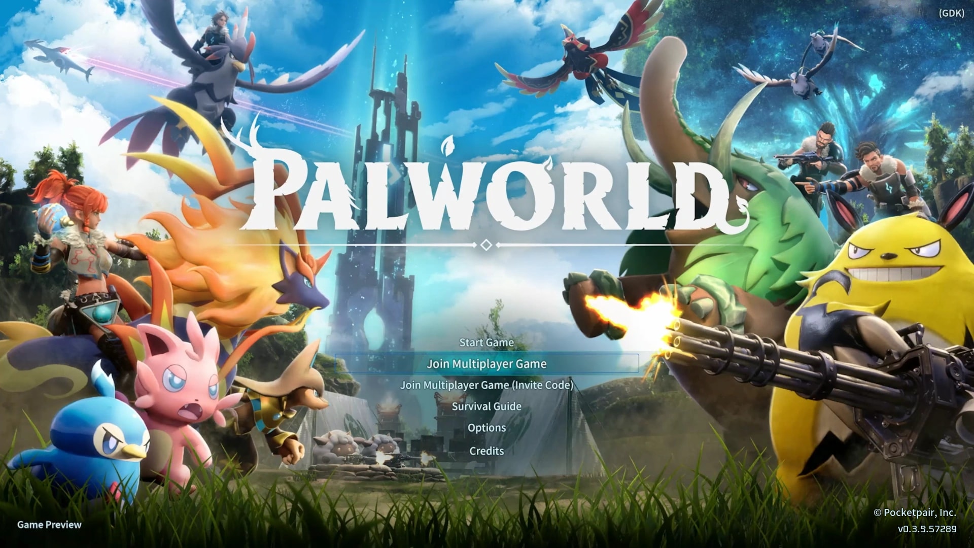 The Palworld (Xbox & Game Pass) main menu