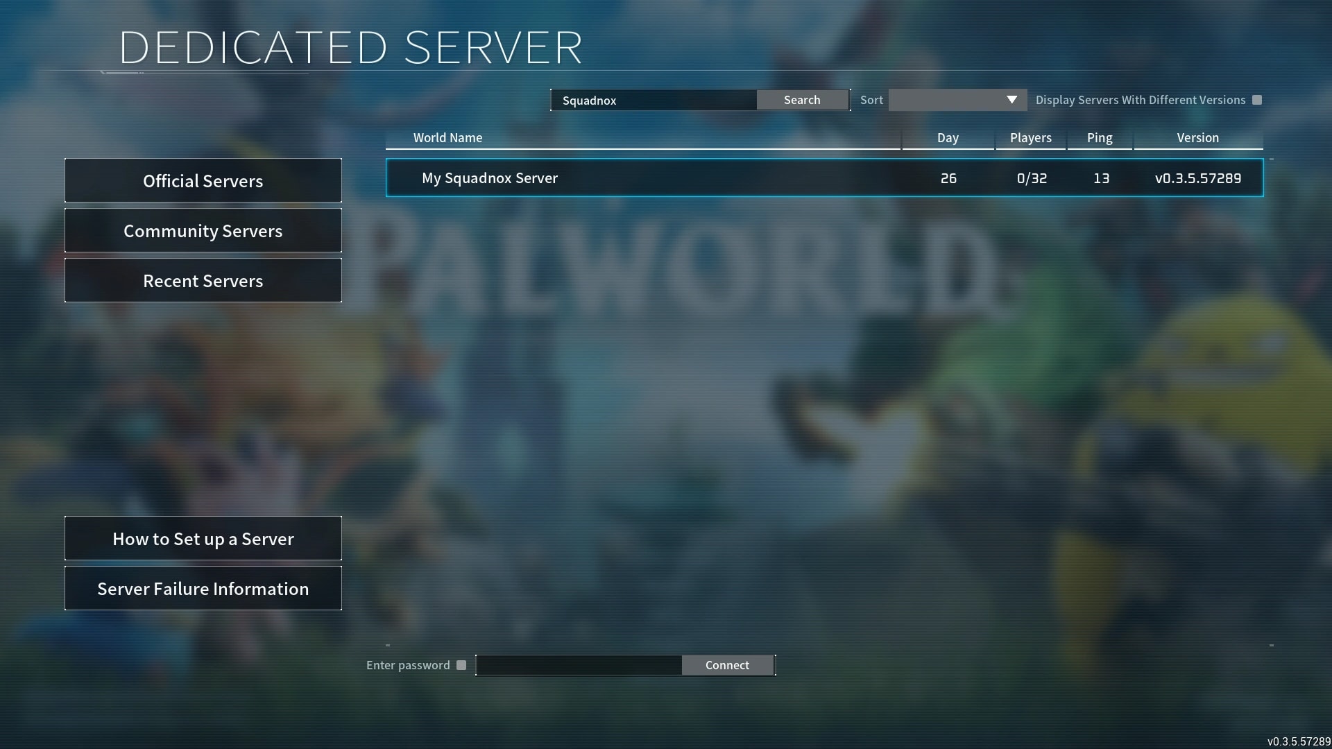 The Palworld (Xbox & Game Pass) multiplayer menu