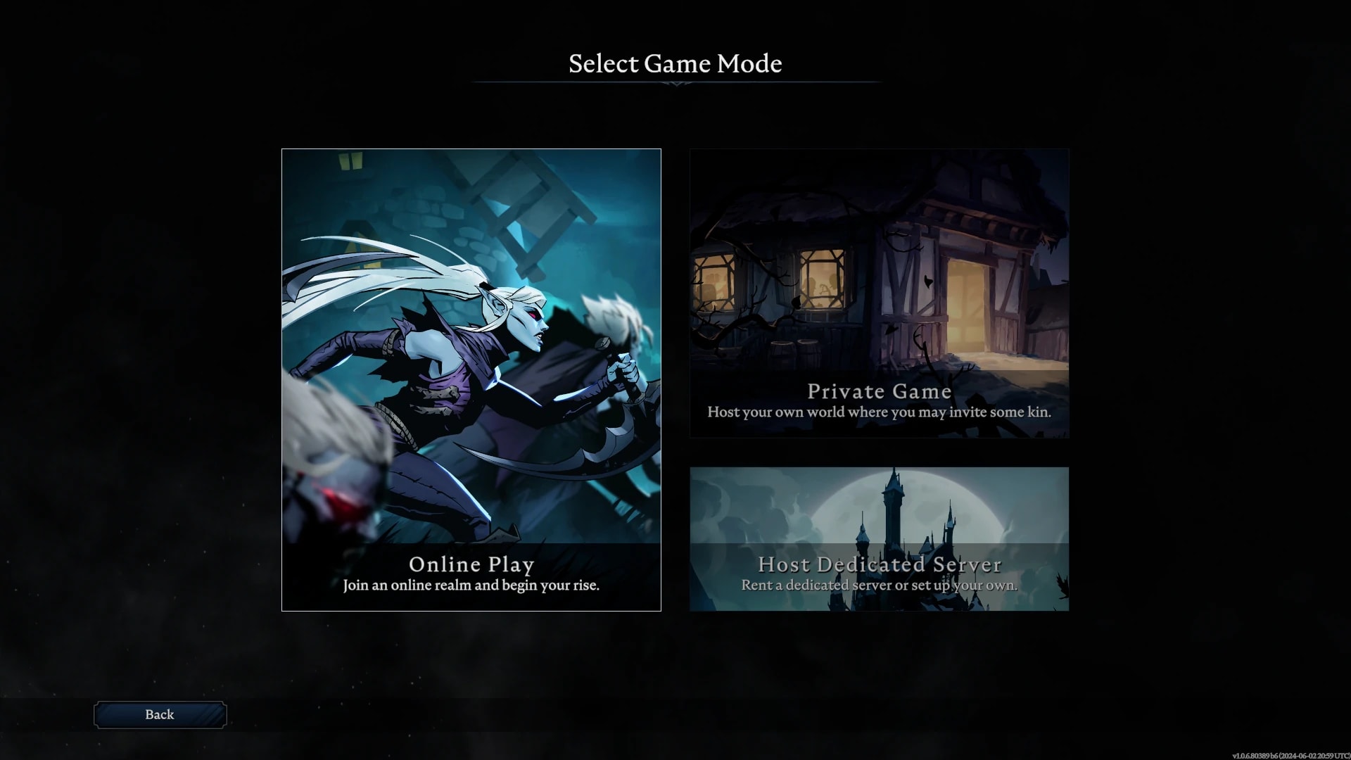 V Rising (PC) game mode menu