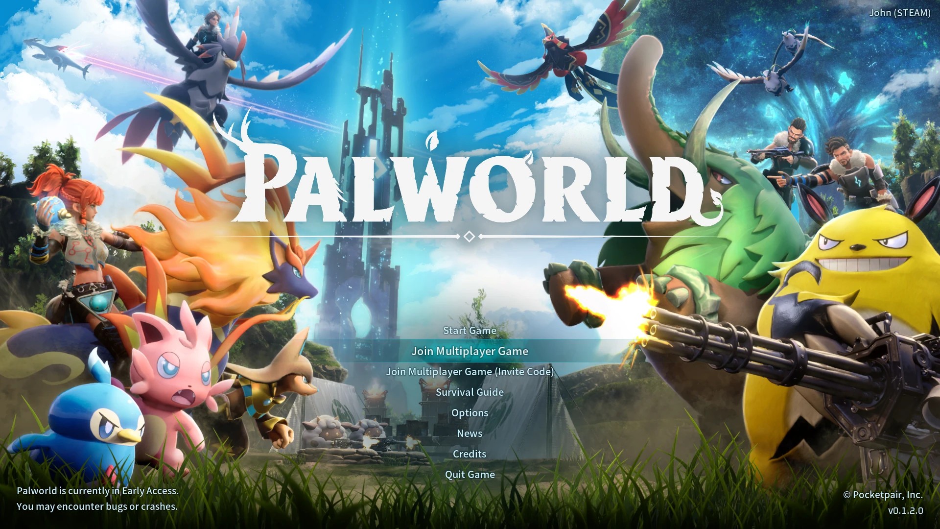 The Palworld main menu