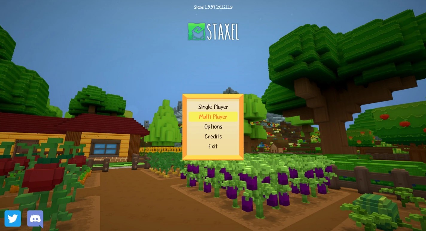 The Staxel main menu