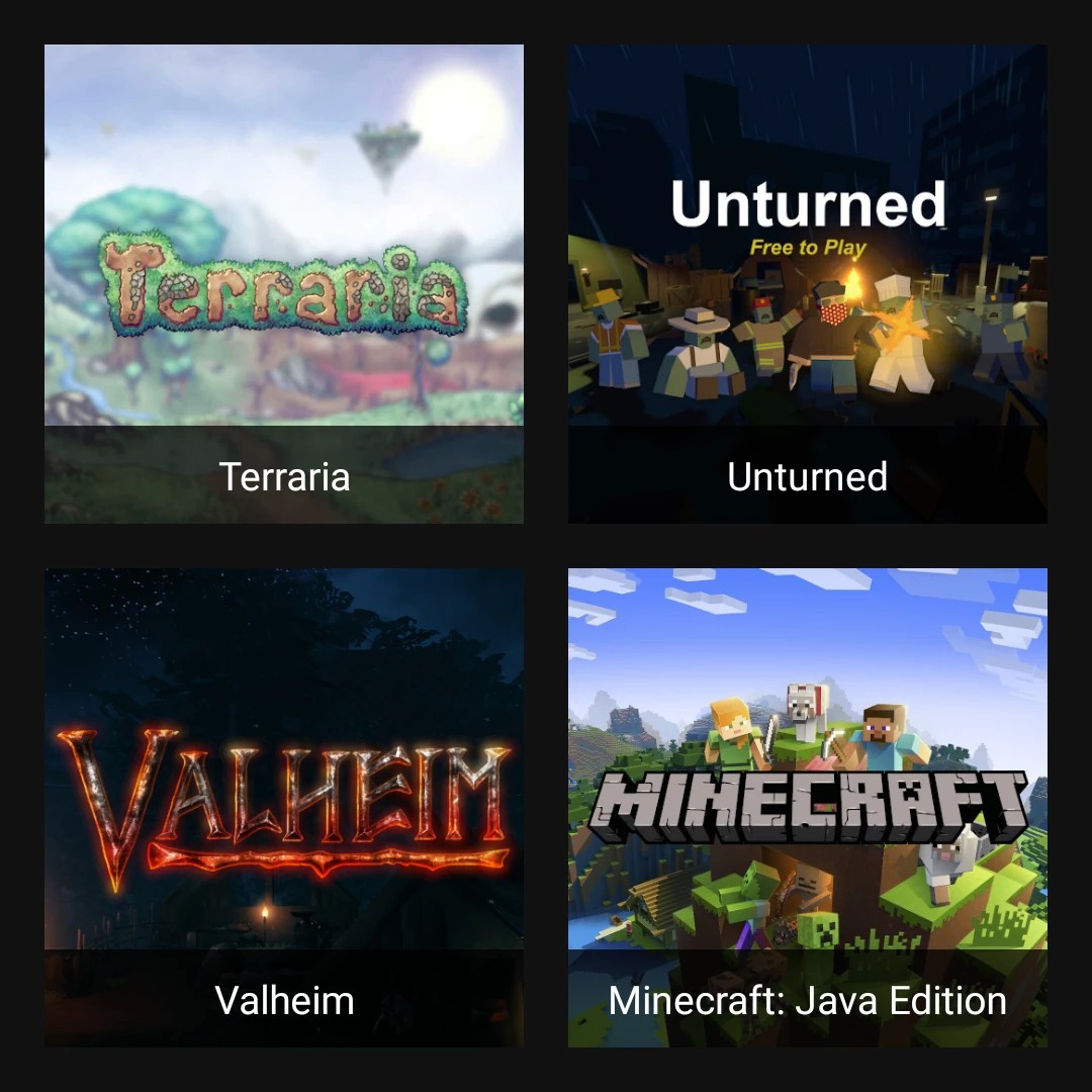 A variety of multiplayer games to choose from